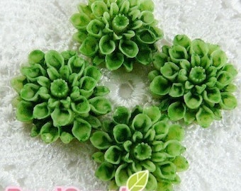 CA-CA-01531 - Tie-Dyed Green chrysanthemum Cabochon, 6 pcs