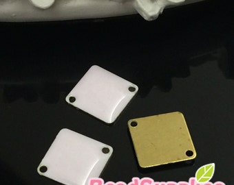 CH-EX-08065OW -  Raw brass,Rhombus connector, off white, 6 pcs