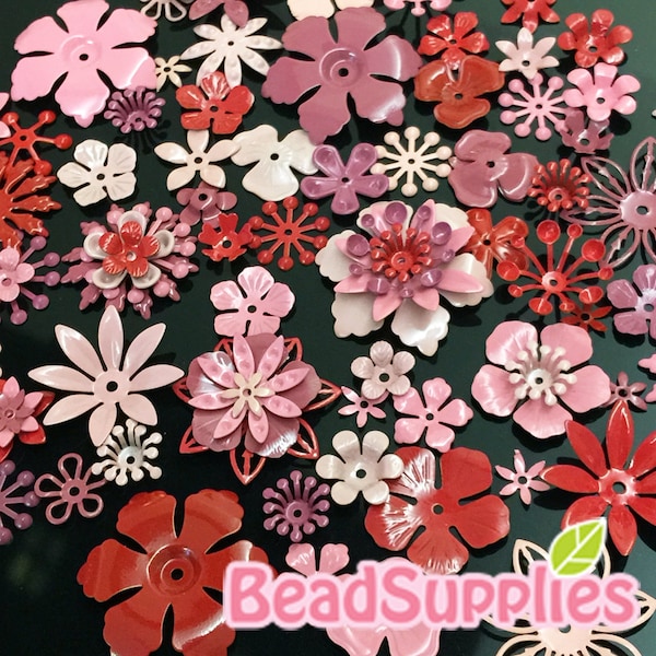 FG-FG-090SR-níquel libre, esmaltado Color, conjunto de Sampler de filigrana flor, mezcla rosas, 48 PC