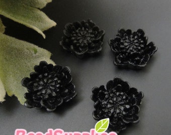 CA-CA-08205 - 6 dotted flower, black, 4 pcs