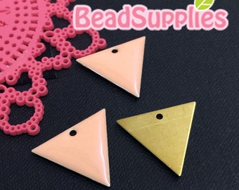 CH-EX-08177PH- Raw brass, triangle charm V2,peach, 6 pcs