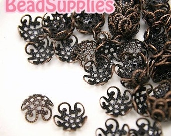 Wholesale - FG-FG-04024 - NIckel free Antique Red Copper,  5 petal beads cap, 120 pcs