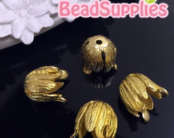 FG-FG-03117- Raw brass, Vintage style ruffled bead cap, 6  pcs