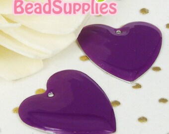 CH-CT-05010- Nickel free, Colored heart tag, purple, 6 pcs