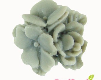 Special Price - CA-CA-01411 -Star Flower bouquet  Cabochon,grey, 8 pcs