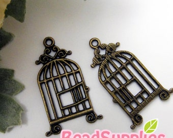 CH-ME-03257 - Antique brass, Flat birdcage, 4 pcs