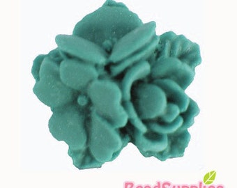 Special Price - CA-CA-01438 - Star Flower bouquet  Cabochon, emerald green, 8 pcs