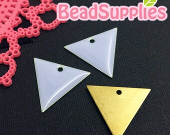 CH-EX-08177LV - Raw brass, triangle charm V2, lavender, 6 pcs