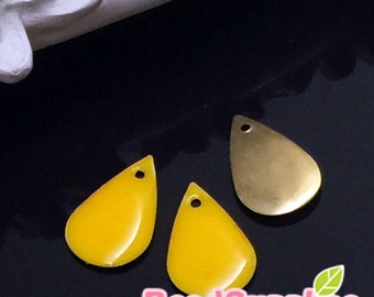 CH-EX-08169EY- Raw brass,Tear drop charm, egg yolk yellow, 6 pcs