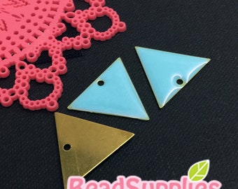 CH-EX-08177SB- Raw brass, triangle charm V2,sky blue, 6 pcs