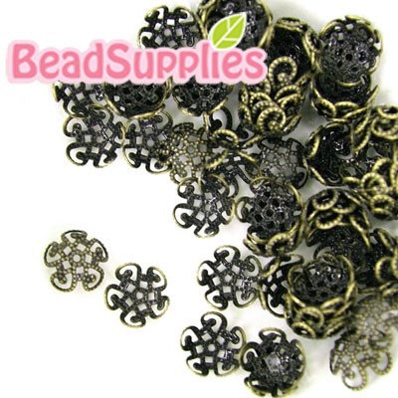 FG-FG-03045 Nickel Free Antique Brass, 5 petal beads cap, 12 pcs image 1