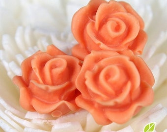 CA-CA-10215- (New and Unique) 3D Blossom Rose , orange, 4pcs
