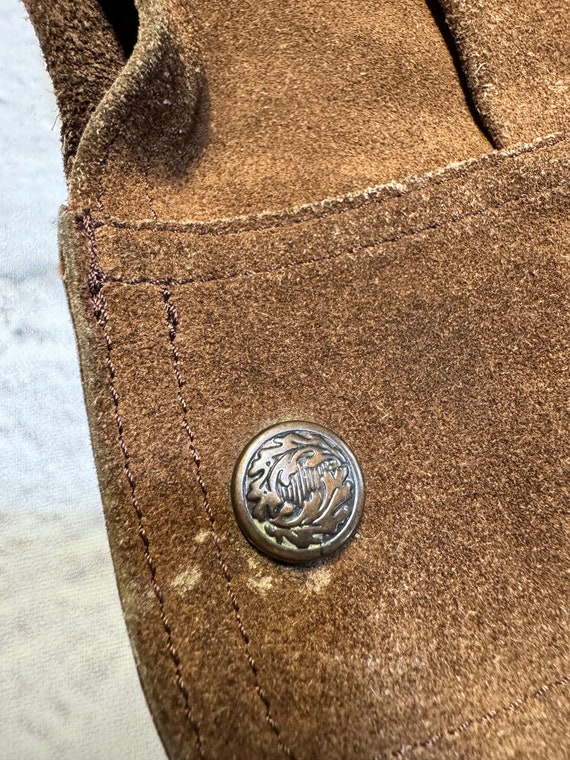 Vintage Brown Leather Shirt Western Cowboy Ranche… - image 3