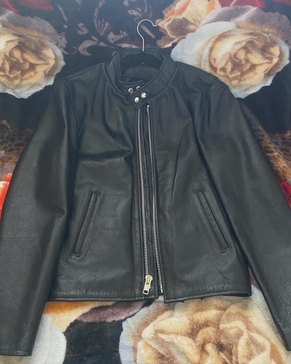 Genuine Leather Motorcycle Cafe Racer Jacket
