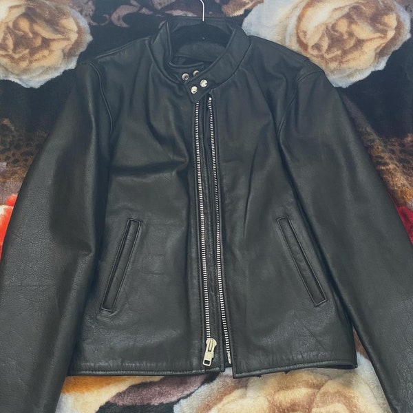 Genuine Leather Motorcycle Cafe Racer Jacket