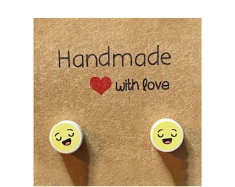 Brickohaulic Content Emoji Stud Earrings Handmade with LEGO® Bricks Parts