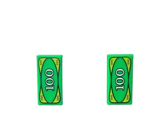 Brickohaulic Money Stud Earrings Handmade with LEGO® Bricks Parts