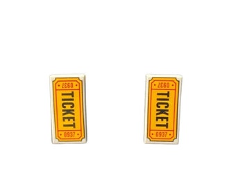 Brickohaulic Ticket Stud Earrings Handmade with LEGO® Bricks Parts