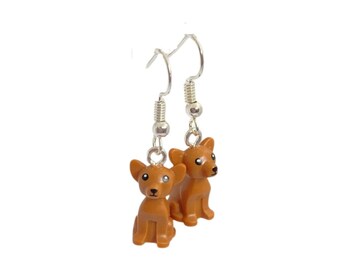 Brickohaulic Chihuahua Drop Earrings Handmade with LEGO® Bricks Parts