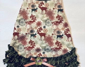 Pullover Knit Dog Dress Cha Cha Puppy Nightgown in deer print