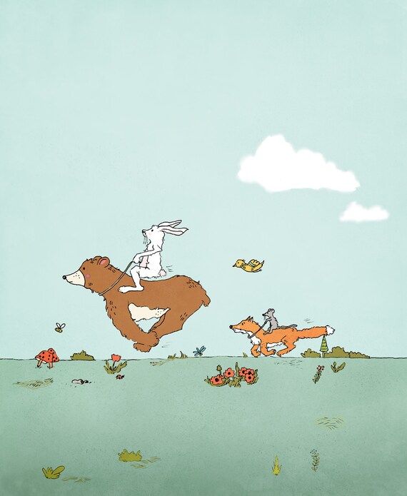 Fine Art Print Winnie the Pooh Pooh and Friends Art Whimsical Art Digital Illustration Cartoon Art