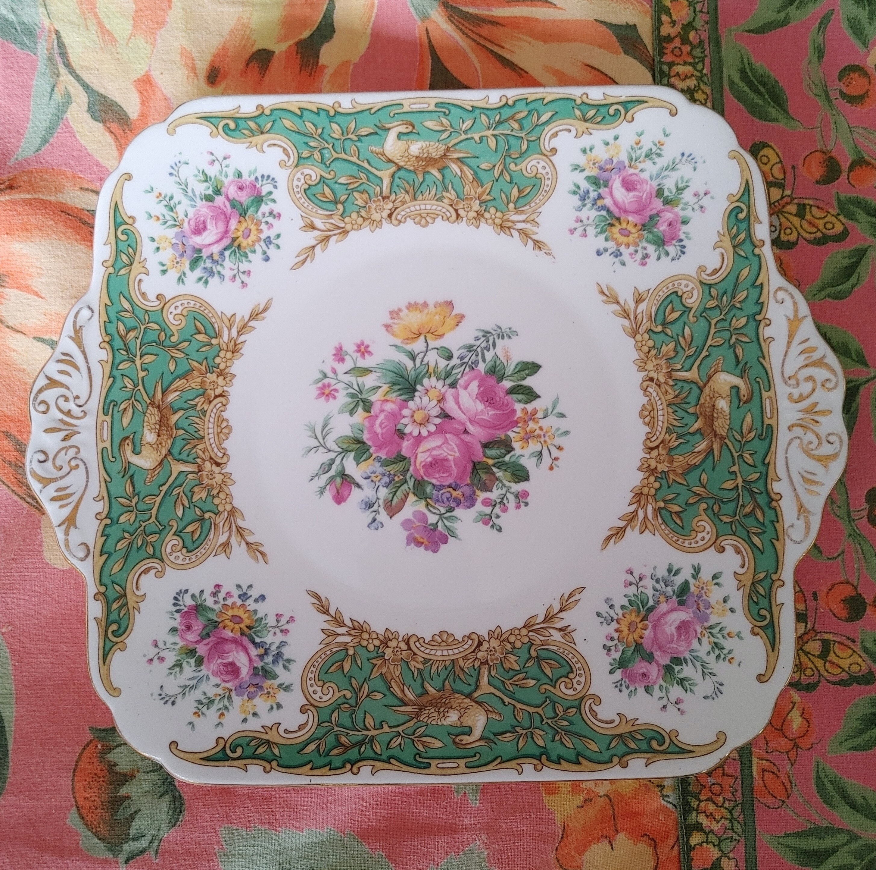 Vintage Foley China Montrose Cake Plate - Etsy