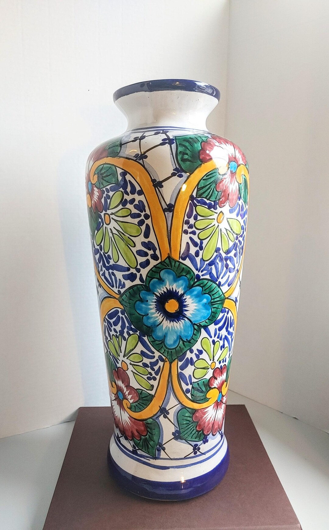Vintage Large Handpainted Mexican Pottery Vase | Floor Vase - Etsy