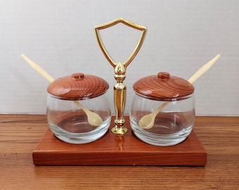 Vintage California Redwood Condiment Server Caddy | Mid Century