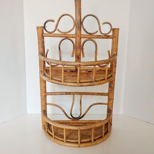 Vintage Two-Tier Tortoiseshell Bamboo Wall Shelf