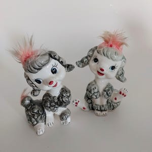 Vintage Pair of Kitsch Ceramic Poodle Figurines | Made in Japan