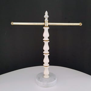 Vintage Countertop Guest Towel Holder - Gold Metal and Marble Base