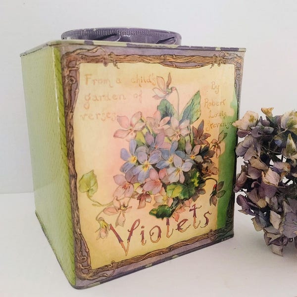 Vintage Violets Tin by Lissom Designs | Robert Louis Stevenson A Child's Garden of Verses Tin