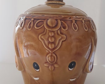 Vintage Elephant and Rider Cookie Jar Canister Decor