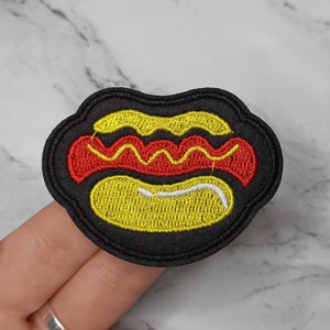 Hot Dog Embroidered Patch | Iron on Patches Back Patch Embroidered Badge Patches for Jackets Cool Patches Hot Dog Patch Fast Food