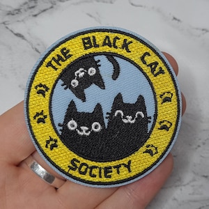 Black Cat Society Embroidered Patch | Iron On Applique