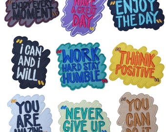 Toppa ricamata con messaggio motivazionale da stirare, amore per se stessi