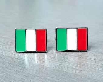 Manchetknopen met Italiaanse vlag en gratis fluwelen cadeauzakje | Manchetknopen voor bruidegom Manchetknopendoos Huwelijkscadeau Aangepaste manchetknopen Manchetknopen voor bruidegom Italië