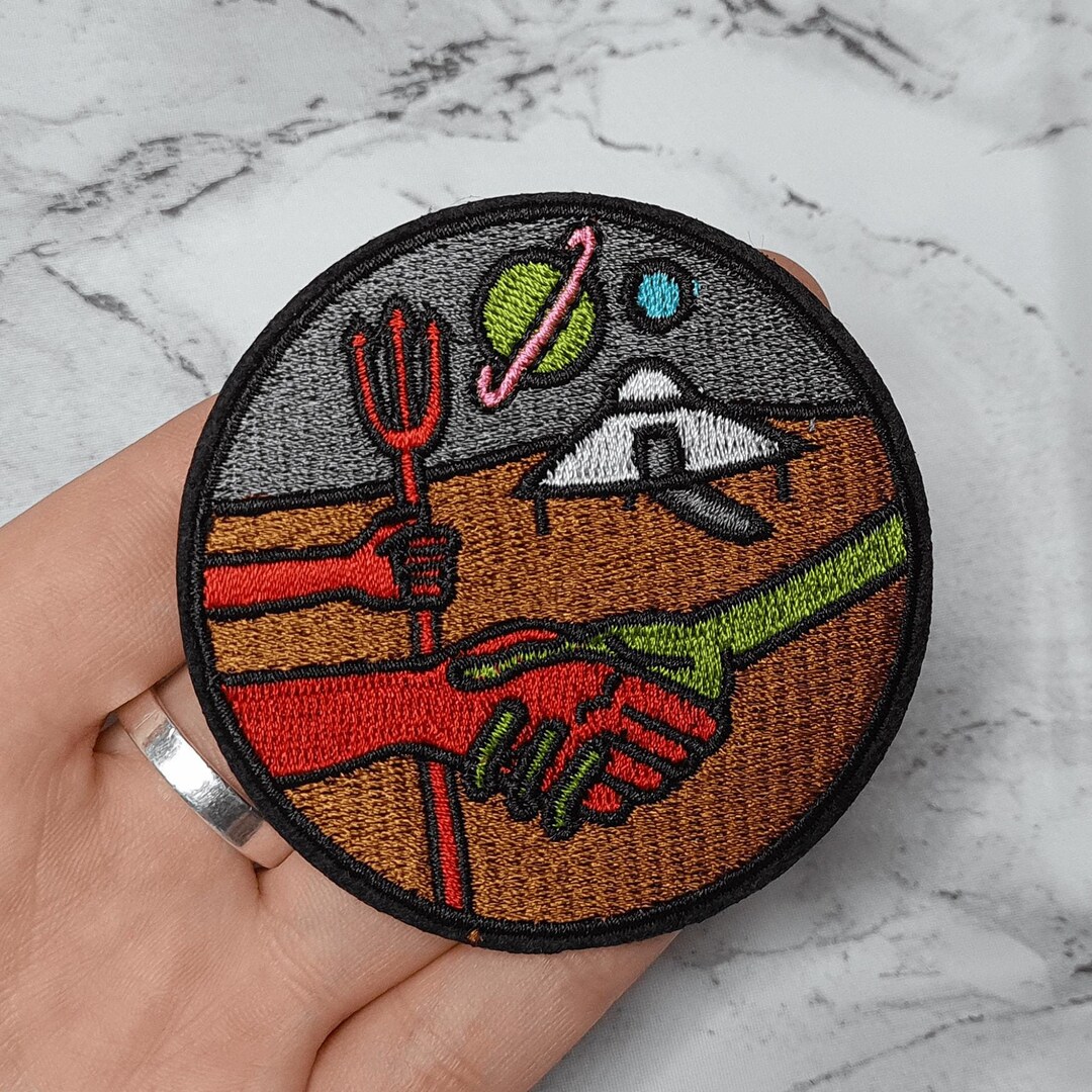 Alien X Devil Embroidered Patch | UFO Back Patch, Creepypasta Badge - Etsy