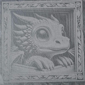 Laser engraved Dragon slate coasters