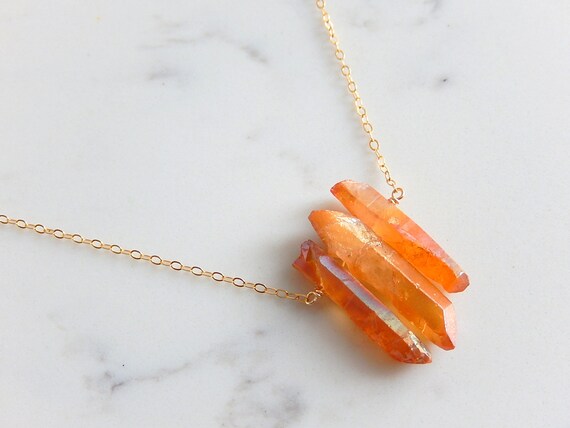 Stone aura orange sale necklace