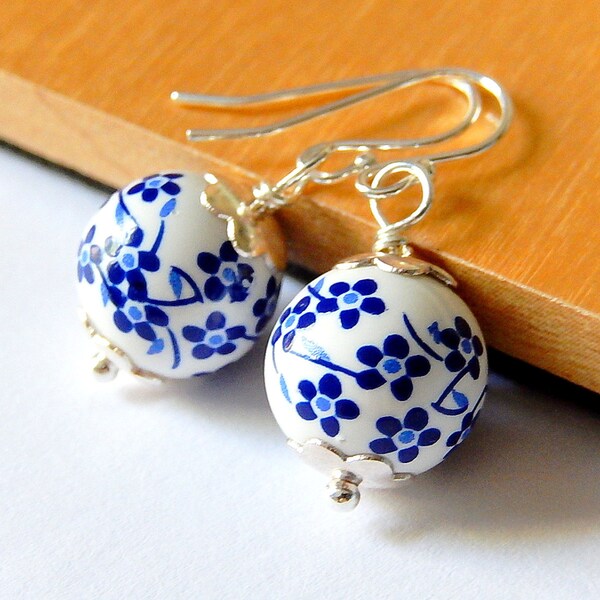 Porcelain Flower Earrings Etsy