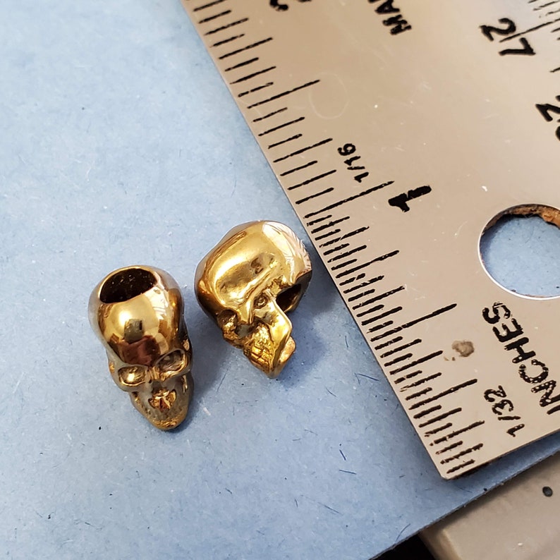 Solid Brass Skull Beads Can be used on para-cord image 4