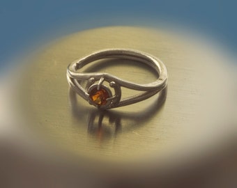 Sterling Silver and Fire Citrine Ring - Size 4 US - FREE Shipping US and Canada, November birthstone, birthstone jewelry, silver ring