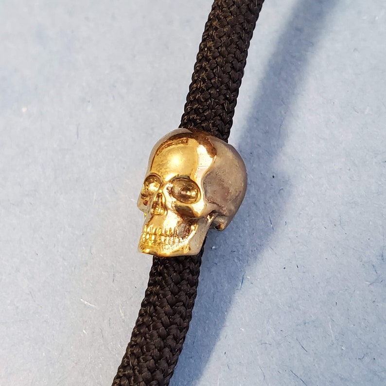 Solid Brass Skull Beads Can be used on para-cord image 5