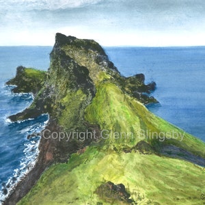 Watercolor painting - &quot;Scottish Landscape II&quot;, Original Watercolor Landscape, Coastline,