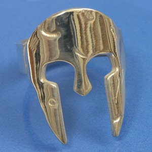 Sterling Silver Spartan Helmet Ring with "Battle Damage" - Choose Your Size - Historical