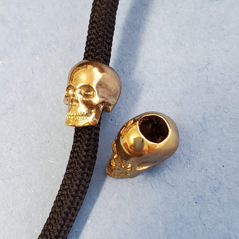 Solid Brass Skull Beads Can be used on para-cord image 1