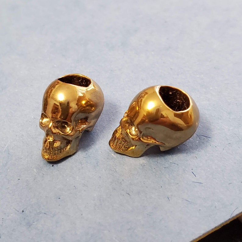 Solid Brass Skull Beads Can be used on para-cord image 2