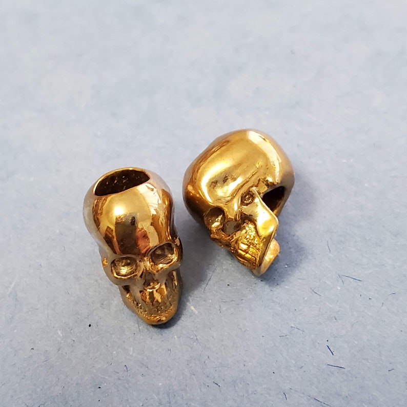 Solid Brass Skull Beads Can be used on para-cord image 3