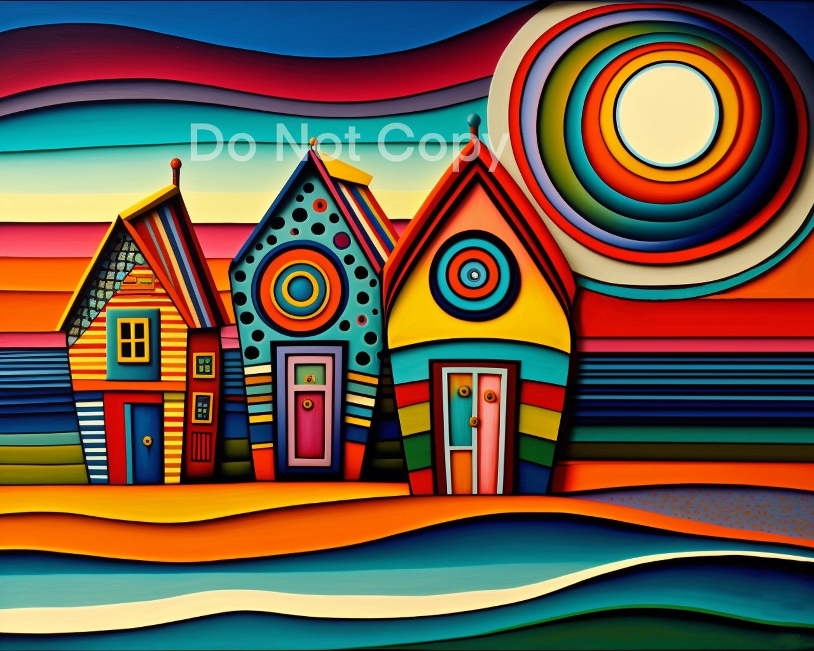 Gigantic Beach Huts Poster INSTANT DOWNLOAD Colourful Seaside Poster gigantic-beach-huts-poster-instant-download-colourful-seaside-poster